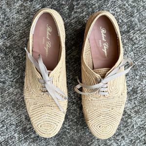 Robert Clergerie Women's Pinto Platform Wedge Natural Raffia Size 39